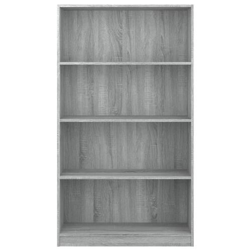 Bogreol m. 4 hylder 80x24x142 cm konstrueret træ grå sonoma