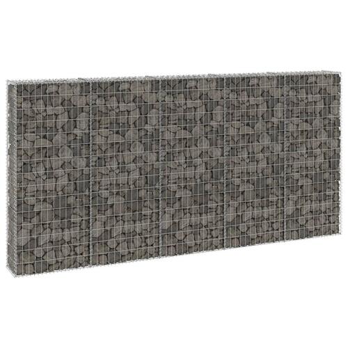 Gabionvæg med dæksler 300x30x150 cm galvaniseret stål