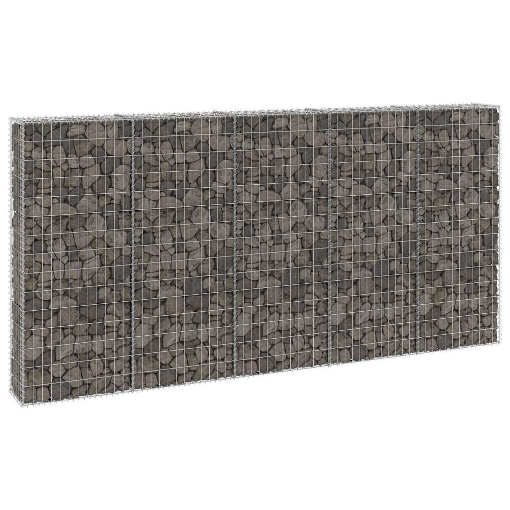 Gabionvæg med dæksler 300x30x150 cm galvaniseret stål