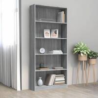 Bogreol med 5 hylder 80x24x175 cm konstrueret træ grå sonoma-eg