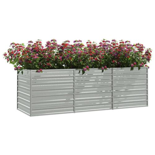 Højbed 240x80x77 cm galvaniseret stål sølvfarvet