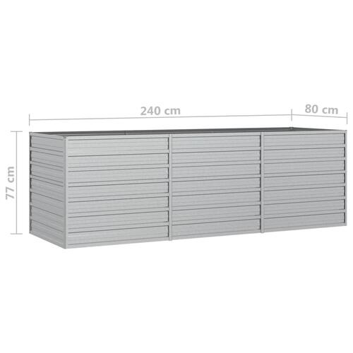 Højbed 240x80x77 cm galvaniseret stål sølvfarvet