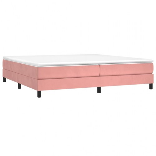 Boxspring sengeramme 200×200 cm i fløjl - lyserød