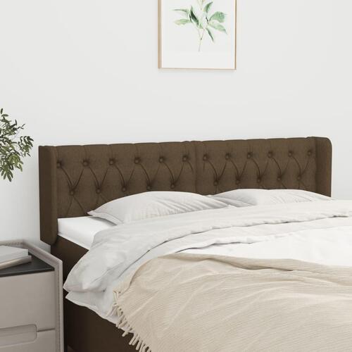 Sengegavl med kanter 147x16x78/88 cm stof mørkebrun