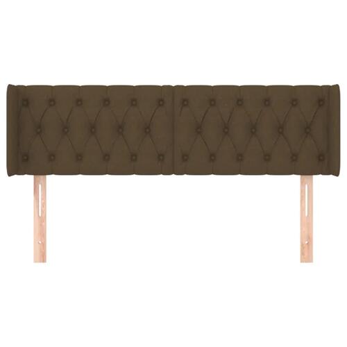 Sengegavl med kanter 147x16x78/88 cm stof mørkebrun