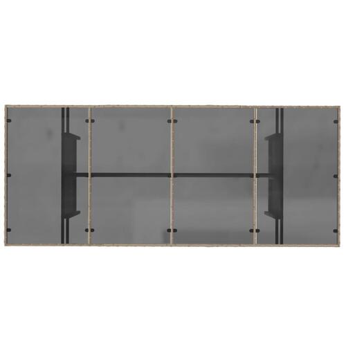 Havebord med glastop 190x80x74 cm polyrattan beige