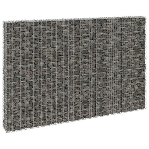 Gabionvæg med dæksler 300x30x200 cm galvaniseret stål