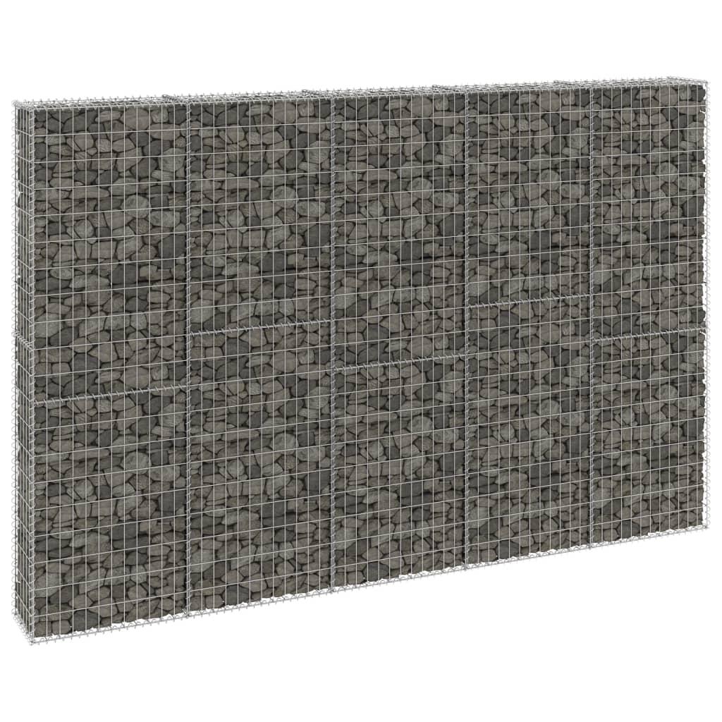 Gabionvæg med dæksler 300x30x200 cm galvaniseret stål