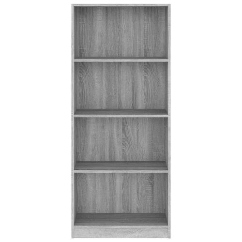 Bogreol m. 4 hylder 60x24x142 cm konstrueret træ grå sonoma