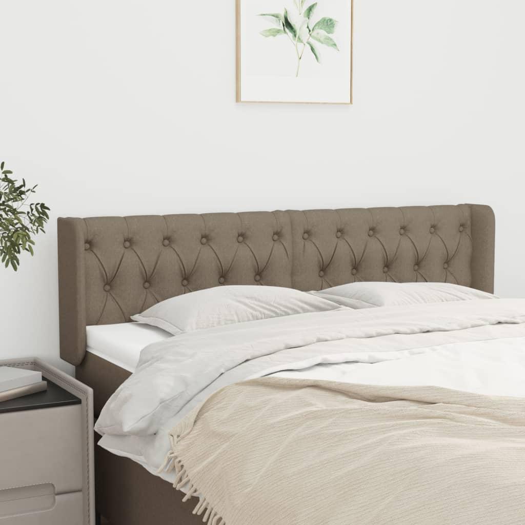 Sengegavl med kanter 147x16x78/88 cm stof gråbrun billede