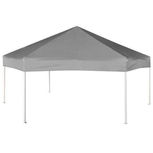 Pop up-pavillon 6 sidevægge sekskantet 3,6x3,1 m grå