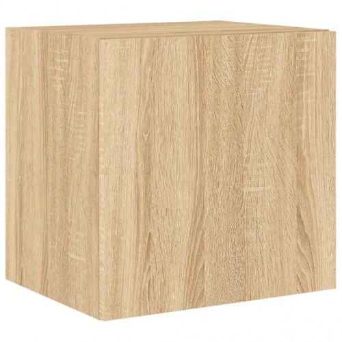 Væghængt tv-bord med LED-lys 40,5 x 35 x 40 cm - sonoma-eg
