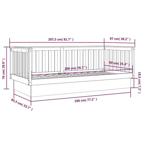Daybed 90x200 cm massivt fyrretræ sort