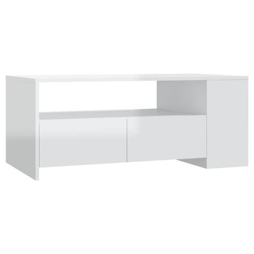 Sofabord 102x55x42 cm konstrueret træ hvid højglans