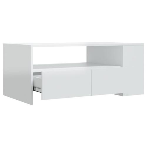 Sofabord 102x55x42 cm konstrueret træ hvid højglans