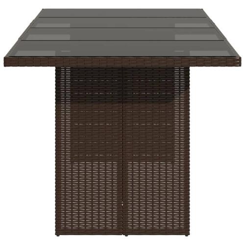 Havebord med glastop 190x80x74 cm polyrattan brun
