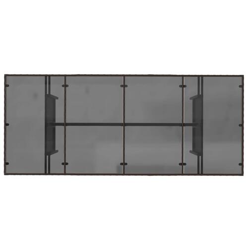 Havebord med glastop 190x80x74 cm polyrattan brun