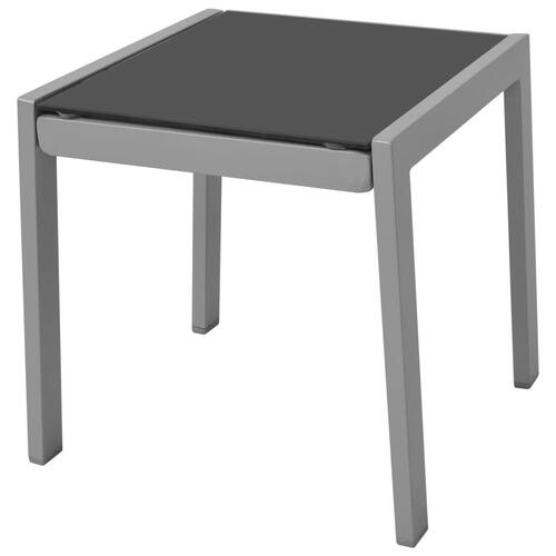 Liggestole med bord aluminium sort