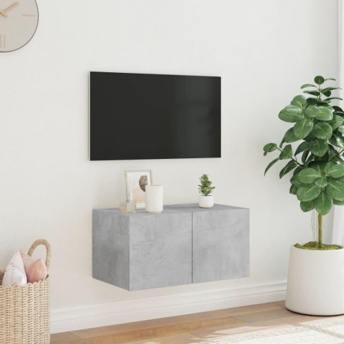 Væghængt tv-bord med LED-lys 60×35×31 cm - betongrå