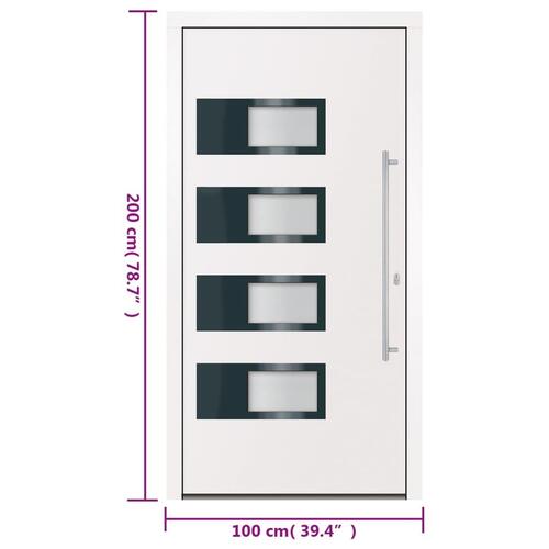 Hoveddør 100x200 cm aluminium og PVC hvid