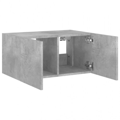 Væghængt tv-bord med LED-lys 60×35×31 cm - betongrå