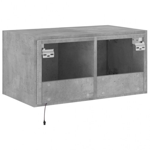 Væghængt tv-bord med LED-lys 60×35×31 cm - betongrå