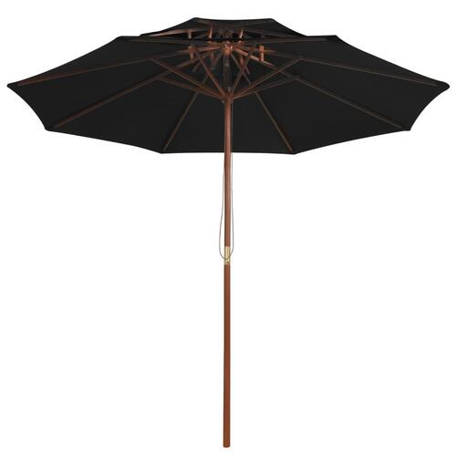 Dobbelt parasol med træstang 270 cm sort