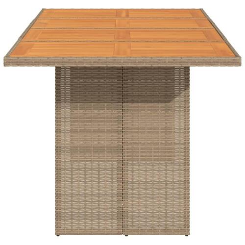 Havebord med top i akacietræ 190x80x74 cm polyrattan beige