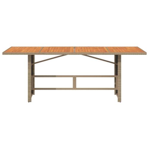 Havebord med top i akacietræ 190x80x74 cm polyrattan beige