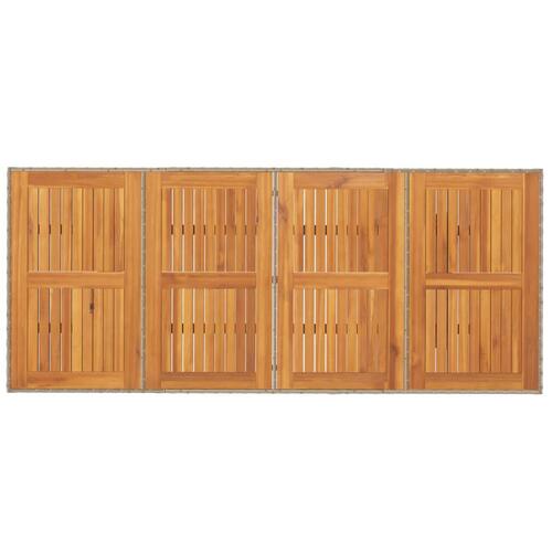 Havebord med top i akacietræ 190x80x74 cm polyrattan beige