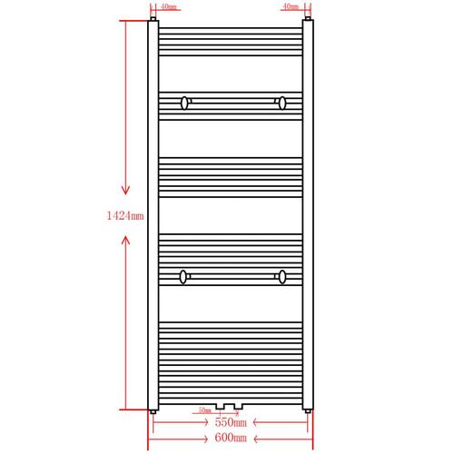 Håndklædetørrer centralvarme 600x1424 mm lige