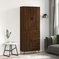 Højskab 69,5x34x180 cm konstrueret træ brun egetræsfarve