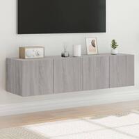 Væghængte tv-borde 2 stk. med LED-lys 60x35x31 cm grå sonoma-eg