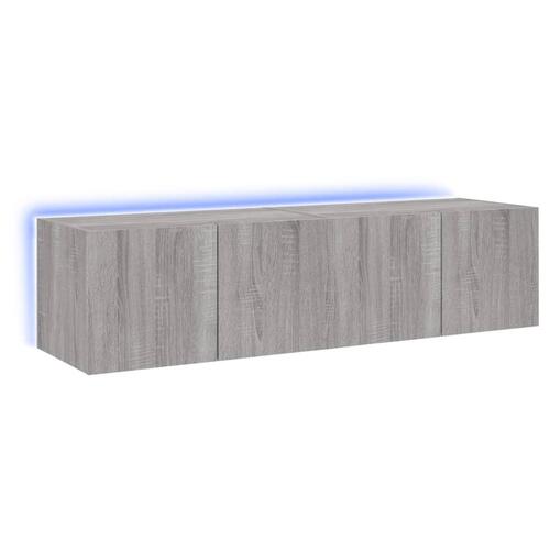 Væghængte tv-borde 2 stk. med LED-lys 60x35x31 cm grå sonoma-eg