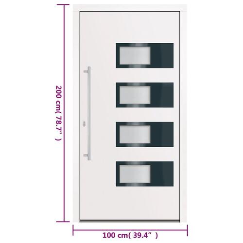 Hoveddør 100x200 cm aluminium og PVC hvid