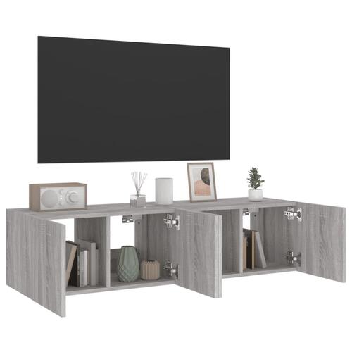 Væghængte tv-borde 2 stk. med LED-lys 60x35x31 cm grå sonoma-eg