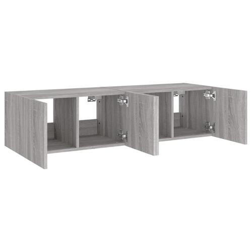 Væghængte tv-borde 2 stk. med LED-lys 60x35x31 cm grå sonoma-eg