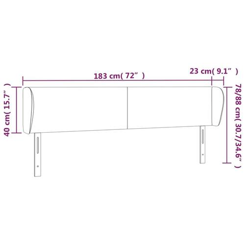Sengegavl med kanter 183x23x78/88 cm stof sort