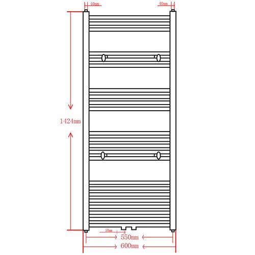 Håndklædetørrer centralvarme 600x1424 mm kurvet