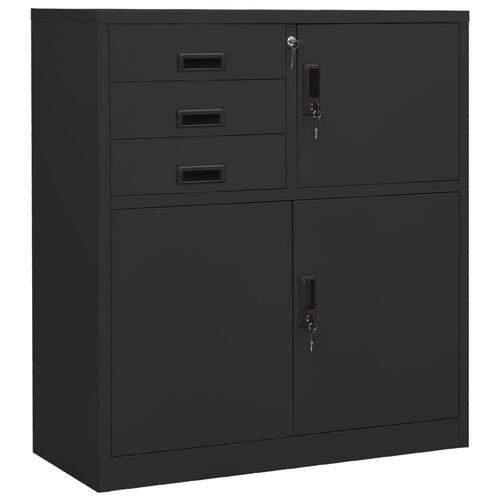 Kontorskab med plantekasse 90x40x125 cm stål antracitgrå