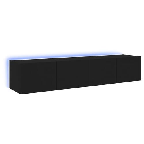 Væghængte tv-borde 2 stk. med LED-lys 80x35x31 cm sort