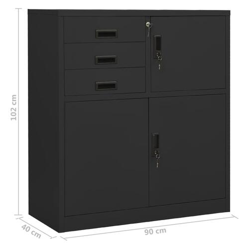 Kontorskab med plantekasse 90x40x125 cm stål antracitgrå