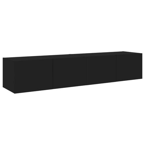 Væghængte tv-borde 2 stk. med LED-lys 80x35x31 cm sort