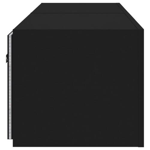 Væghængte tv-borde 2 stk. med LED-lys 80x35x31 cm sort