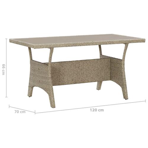 Havebord 120x70x66 cm polyrattan grå