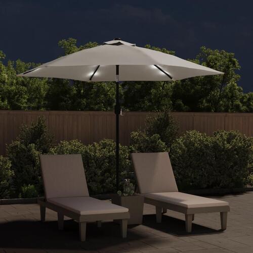 LED-hængeparasol 3 m sandhvid