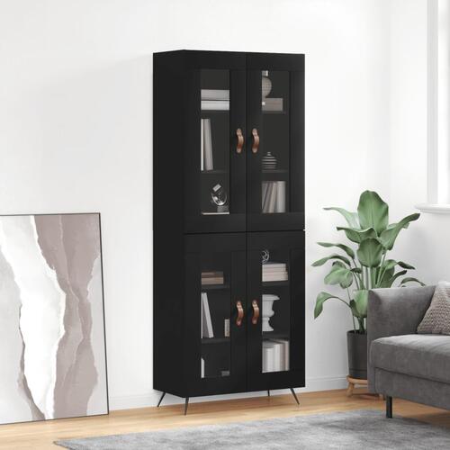 Højskab 69,5x34x180 cm konstrueret træ sort