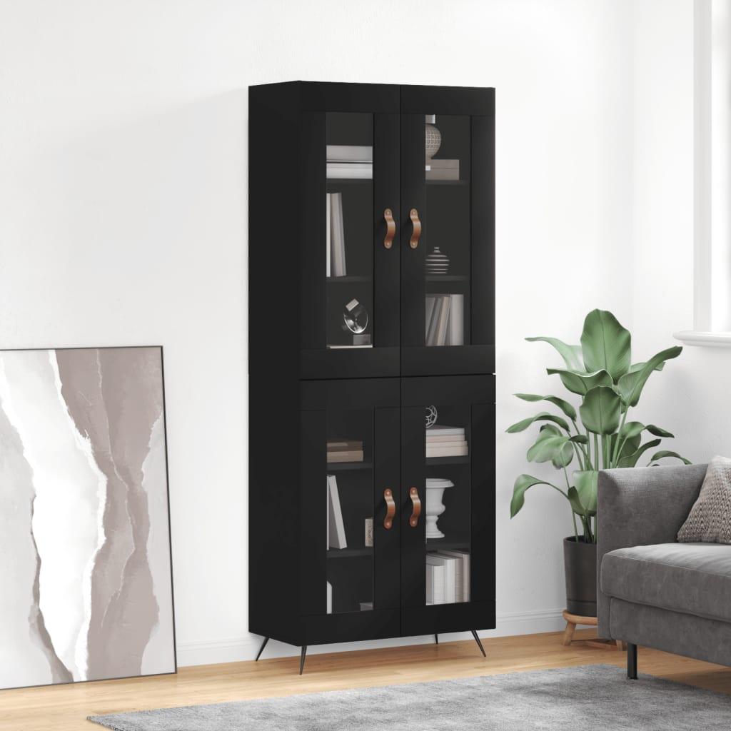 Højskab 69,5x34x180 cm konstrueret træ sort