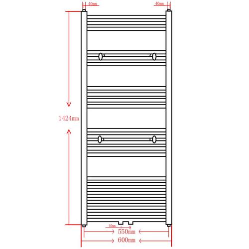 Håndklædetørrer centralvarme 600x1424 mm lige