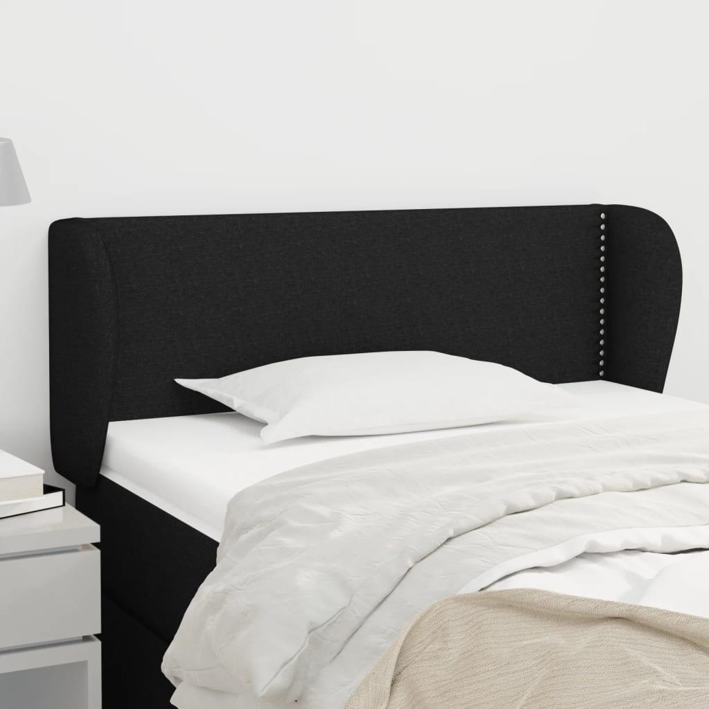 Sengegavl med kanter 93x23x78/88 cm stof sort